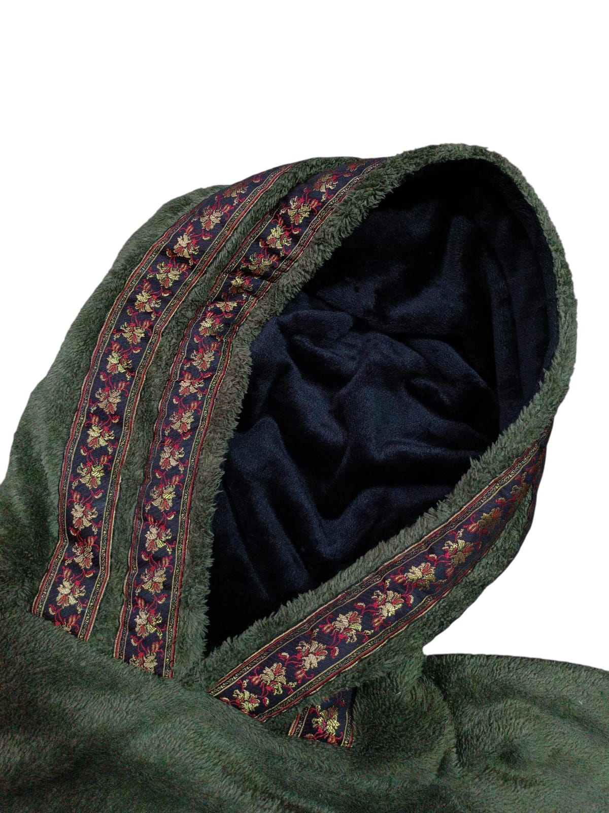 Poncho Microfibra Retangular Com Capuz Verde Musgo - Imagem 4