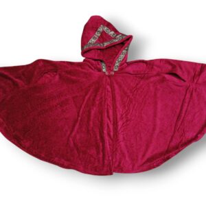 Poncho Capa Aberta Microfibra Com Capuz Bordô