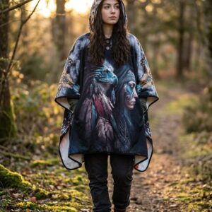 Poncho Com Capuz Equador Native Woman American Unissex