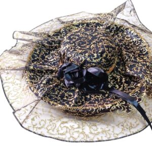 Chapéu De Luxo Para Pomba Gira Aba Larga Preto e dourado