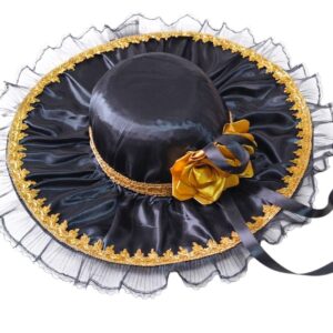 Chapéu Pomba Gira De Luxo Aba Larga Preto e dourado