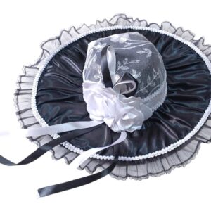 Chapéu Pomba Gira De Luxo Aba Larga Preto e branco