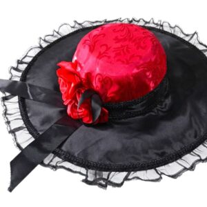 Chapéu Pomba Gira De Luxo Aba Larga Preto e vermelho