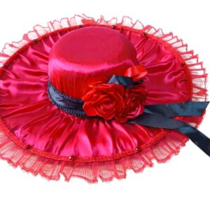Chapéu Pomba Gira De Luxo Aba Larga Vermelho e preto