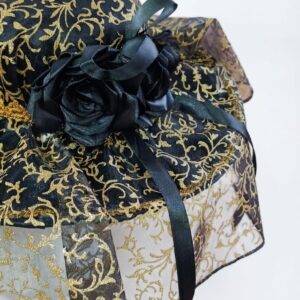 Chapéu De Luxo Para Pomba Gira Aba Larga Preto e dourado