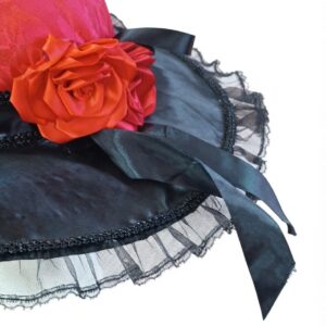 Chapéu Pomba Gira De Luxo Aba Larga Preto e vermelho