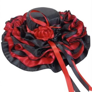 Chapéu De Luxo Para Pomba Gira Aba Larga Preto e vermelho camadas