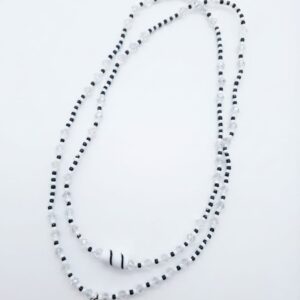 Guia Preto Velho Cristal 8MM e porcelana 6MM