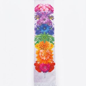 Banner Flâmula Decorativa 7 Chakras e Silhueta Meditação com Mandalas Flores