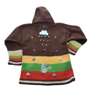 Blusa Casaco de Inverno Infantil Tricot Peruano Bordado Marron nº2
