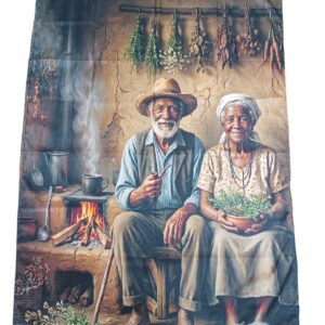 Pano Tapeçaria de Parede Casal Pretos velhos