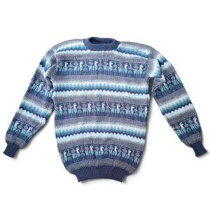 Blusa de lã Peruana Unissex Azul com detalhes