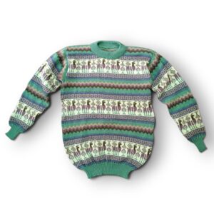 Blusa de lã Peruana Unissex verde com detalhes